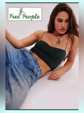 Free People Meet You There Brami Pine Needle Green M/L NWOT